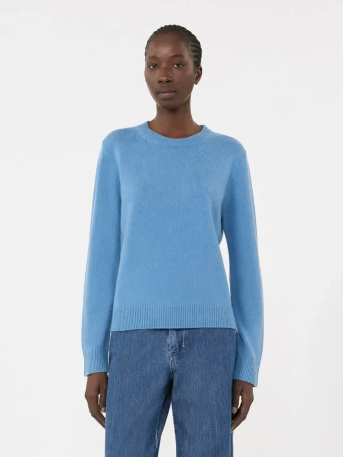 Wool and cashmere sweater with patch detail, avio Wool and cashmere sweater with patch detail, avio