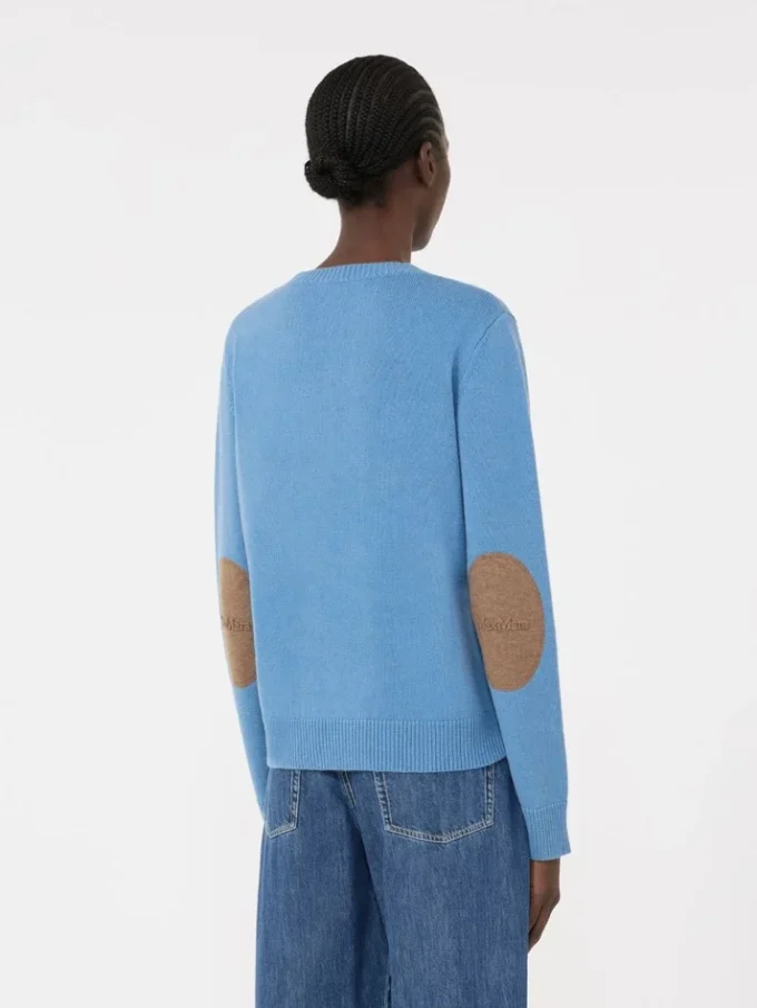 Wool and cashmere sweater with patch detail, avio Wool and cashmere sweater with patch detail, avio