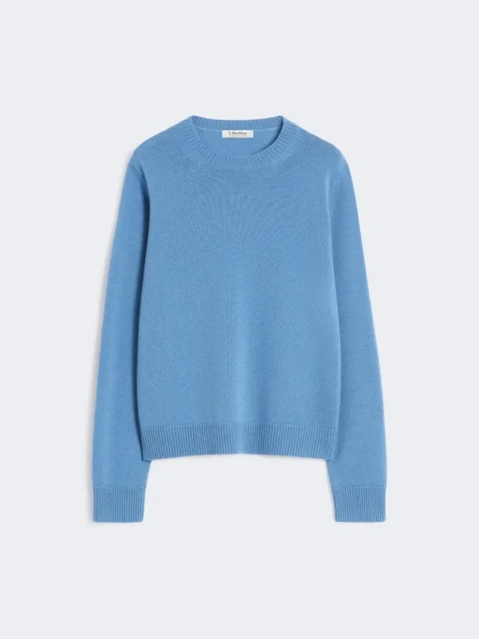 Wool and cashmere sweater with patch detail, avio Wool and cashmere sweater with patch detail, avio