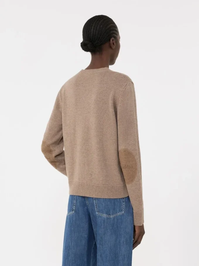 Wool and cashmere sweater with patch detail, camel Wool and cashmere sweater with patch detail, camel