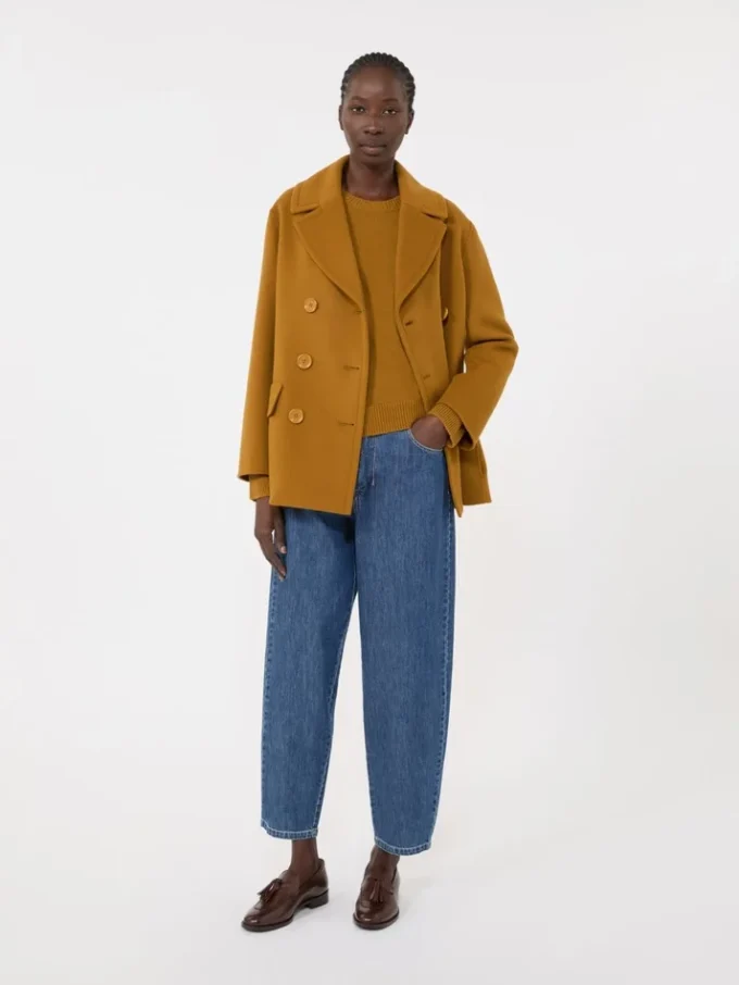 Wool and cashmere sweater with patch detail, mustard Wool and cashmere sweater with patch detail, mustard