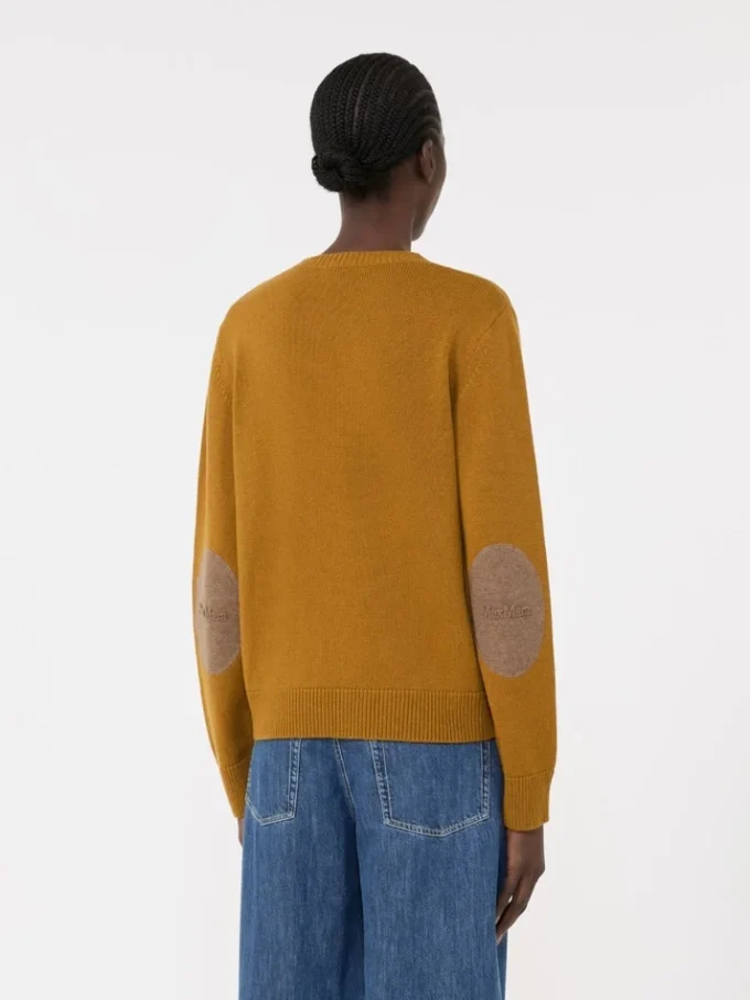 Wool and cashmere sweater with patch detail, mustard Wool and cashmere sweater with patch detail, mustard