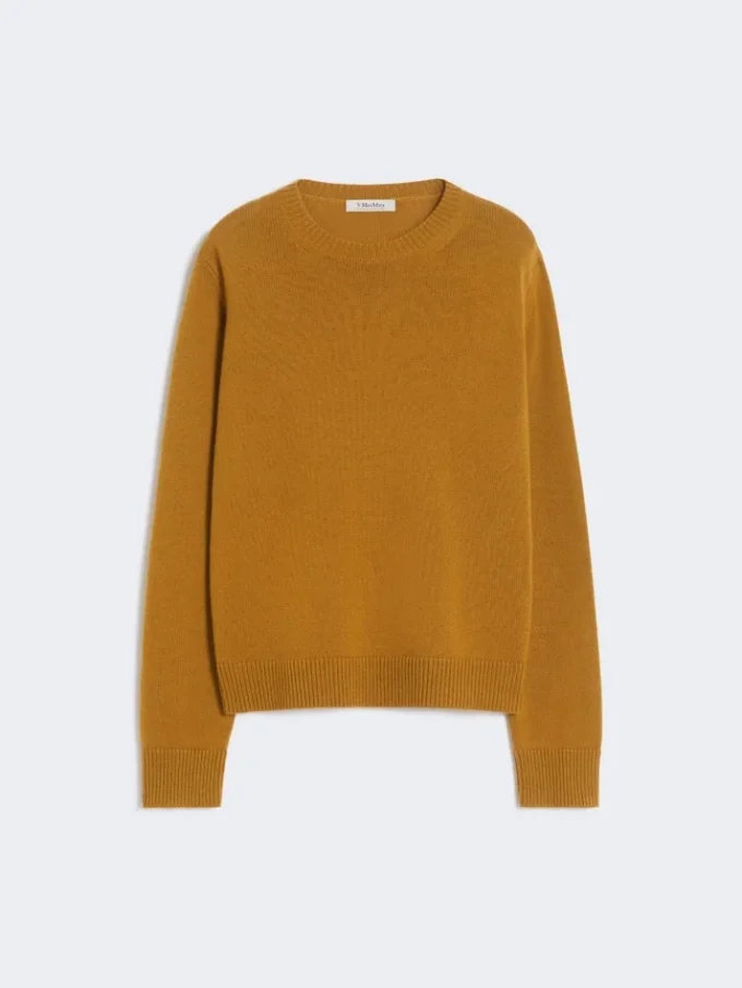 Wool and cashmere sweater with patch detail, mustard Wool and cashmere sweater with patch detail, mustard