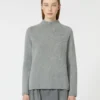 Wool and cashmere yarn polo-neck sweater, medium grey Wool and cashmere yarn polo-neck sweater, medium grey