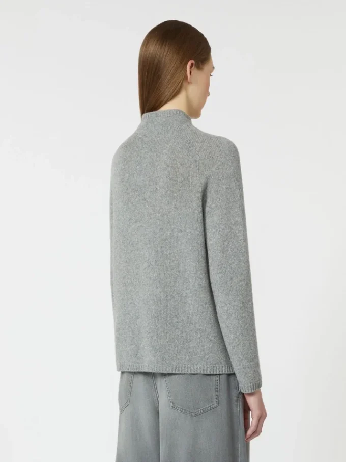 Wool and cashmere yarn polo-neck sweater, medium grey Wool and cashmere yarn polo-neck sweater, medium grey