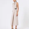 Wool and cotton canvas dress, beige