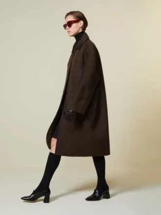 Wool and·mohair cocoon coat, brown