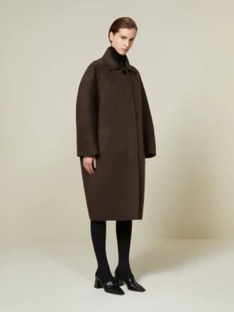 Wool and·mohair cocoon coat, brown