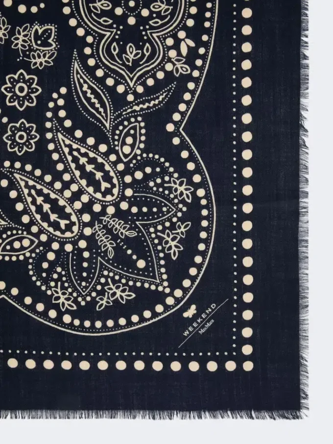 Wool and silk stole, midnightblue Wool and silk stole, midnightblue