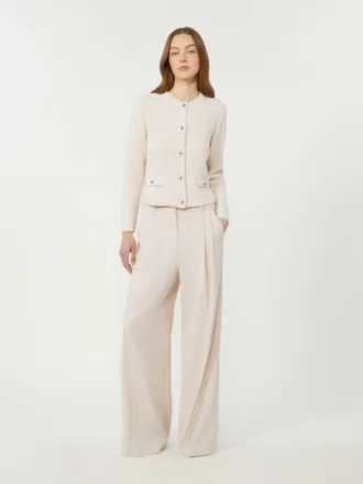 Wool-blend trousers, ivory