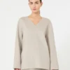 Wool broadcloth blouse, beige