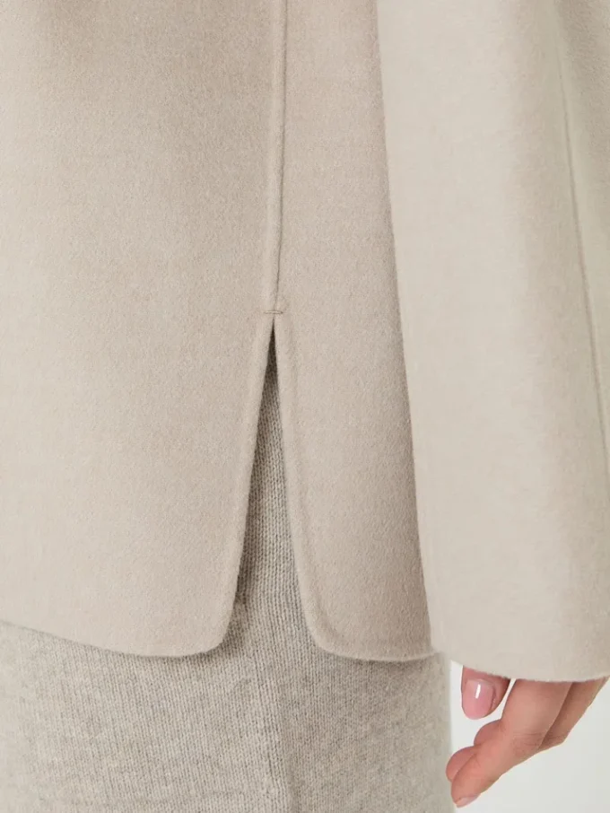 Wool broadcloth blouse, beige