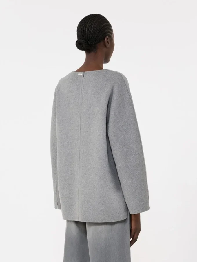 Wool broadcloth blouse, medium grey