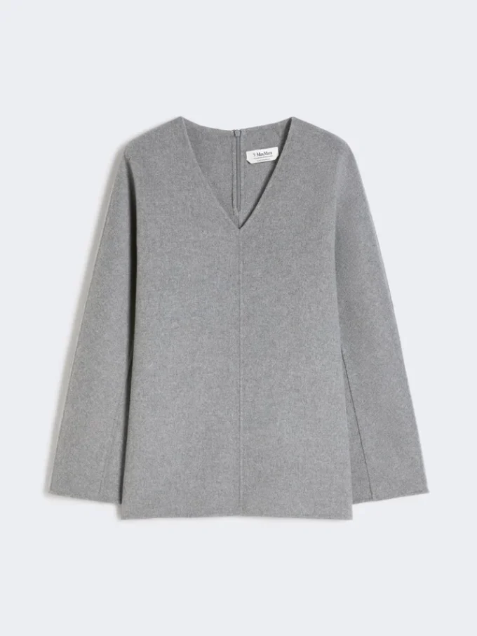 Wool broadcloth blouse, medium grey