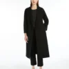Wool broadcloth midi coat, black