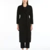 Wool broadcloth midi coat, black