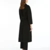 Wool broadcloth midi coat, black