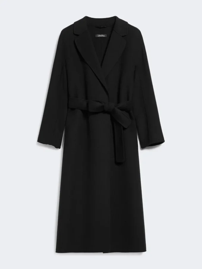 Wool broadcloth midi coat, black