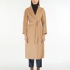 Wool broadcloth midi coat, camel