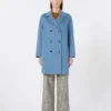 Wool broadcloth midi coat, light blue