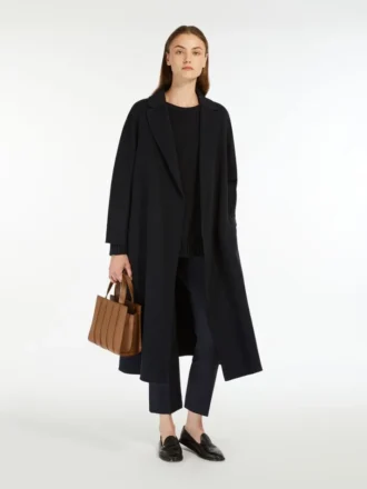 Wool broadcloth midi coat, midnightblue