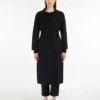 Wool broadcloth midi coat, midnightblue