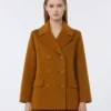 Wool broadcloth pea coat, mustard Wool broadcloth pea coat, mustard
