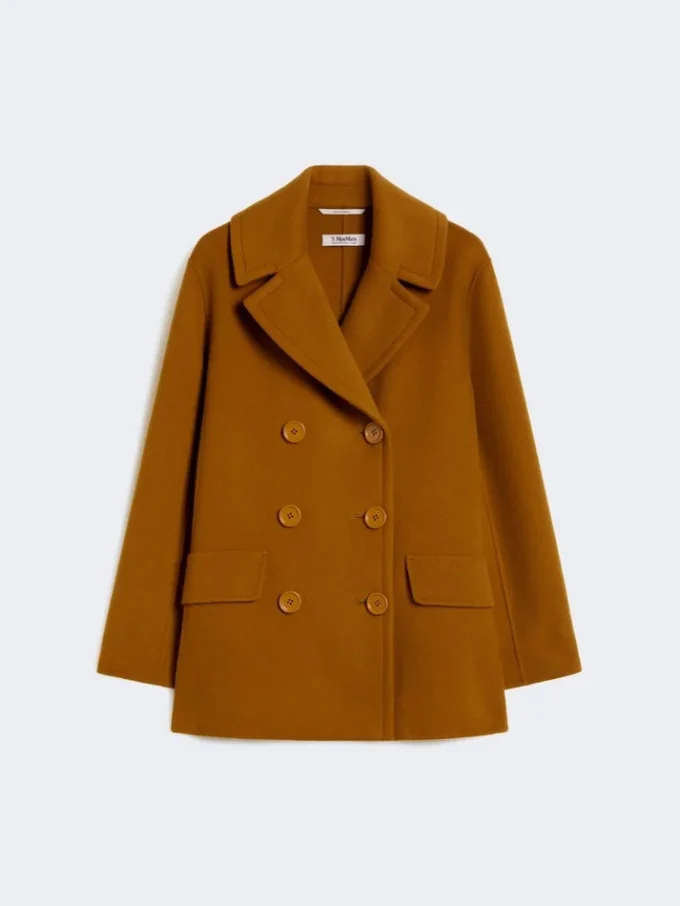 Wool broadcloth pea coat, mustard Wool broadcloth pea coat, mustard