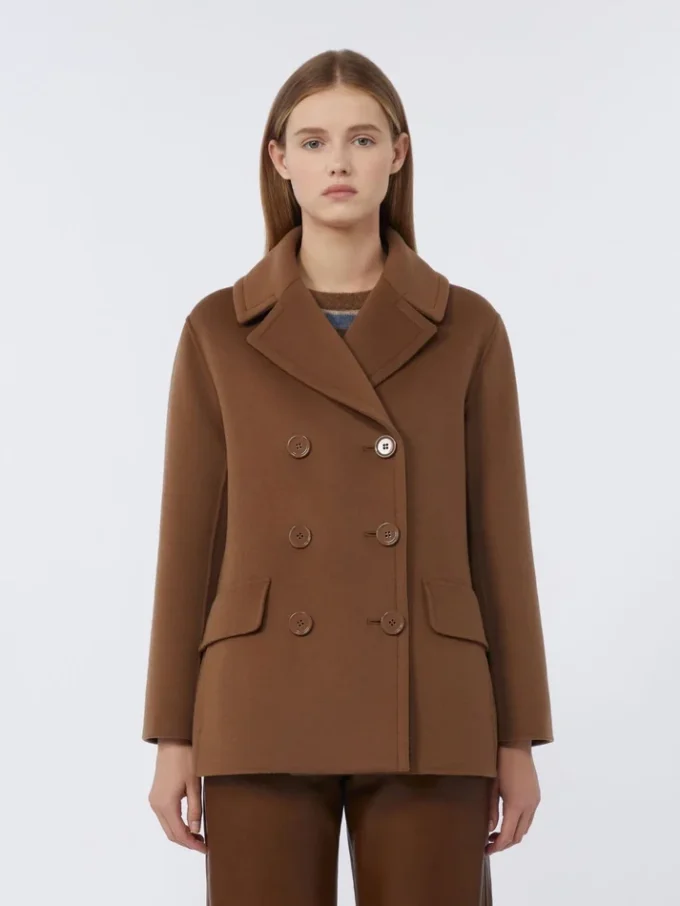 Wool broadcloth pea coat, tobacco Wool broadcloth pea coat, tobacco