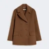 Wool broadcloth pea coat, tobacco Wool broadcloth pea coat, tobacco