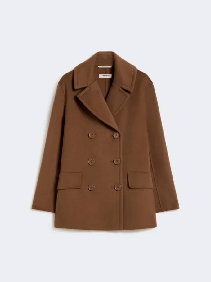 Wool broadcloth pea coat, tobacco Wool broadcloth pea coat, tobacco