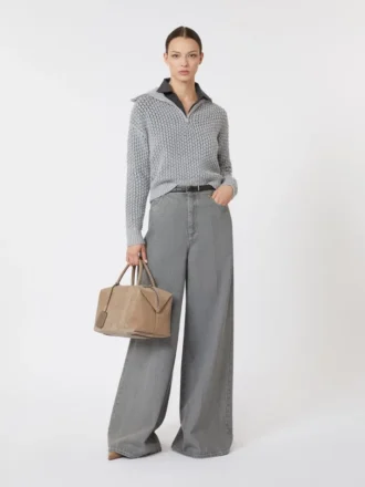 Wool, cashmere and lurex sweater, light grey