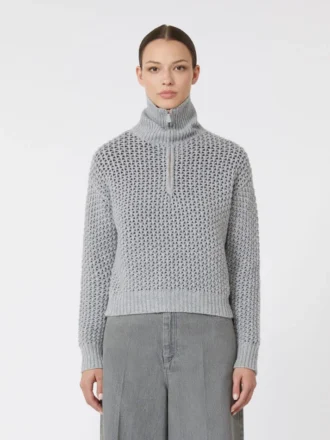 Wool, cashmere and lurex sweater, light grey