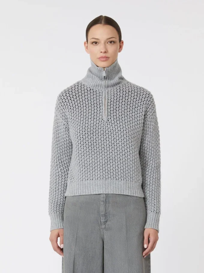 Wool, cashmere and lurex sweater, light grey