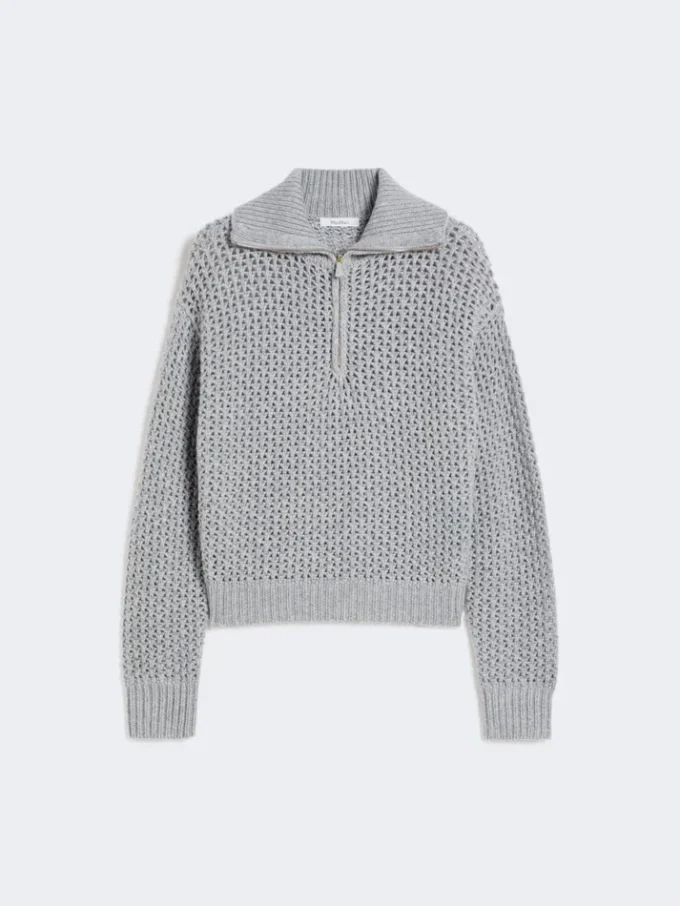 Wool, cashmere and lurex sweater, light grey