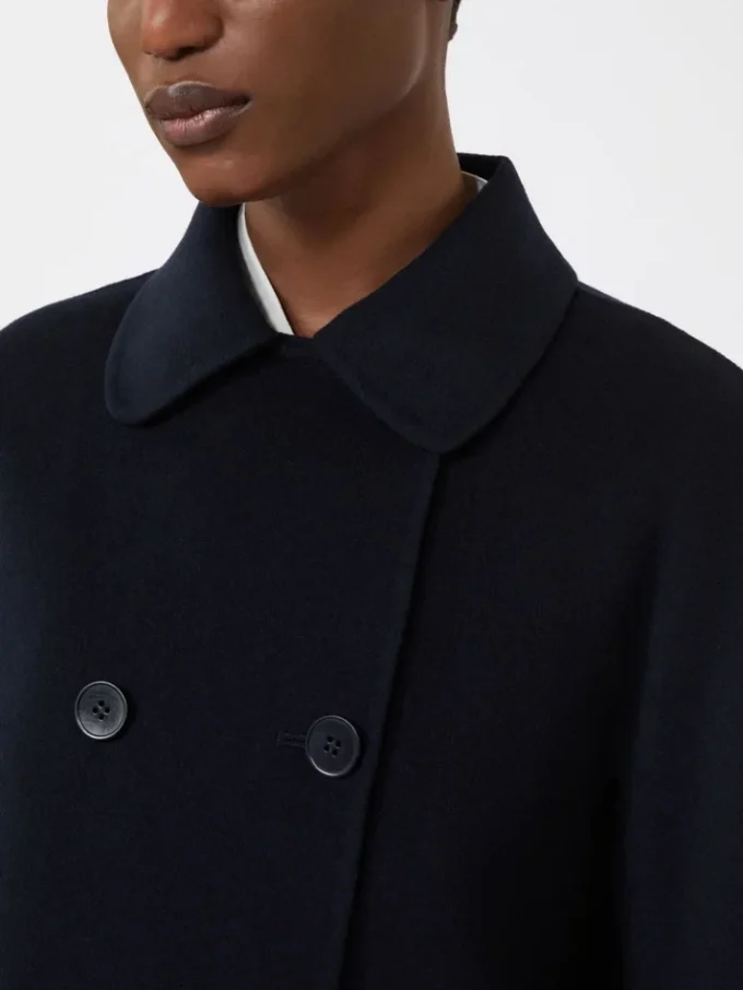 Wool, cashmere and silk boxy jacket, navy