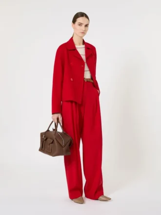 Wool, cashmere and silk boxy jacket, red
