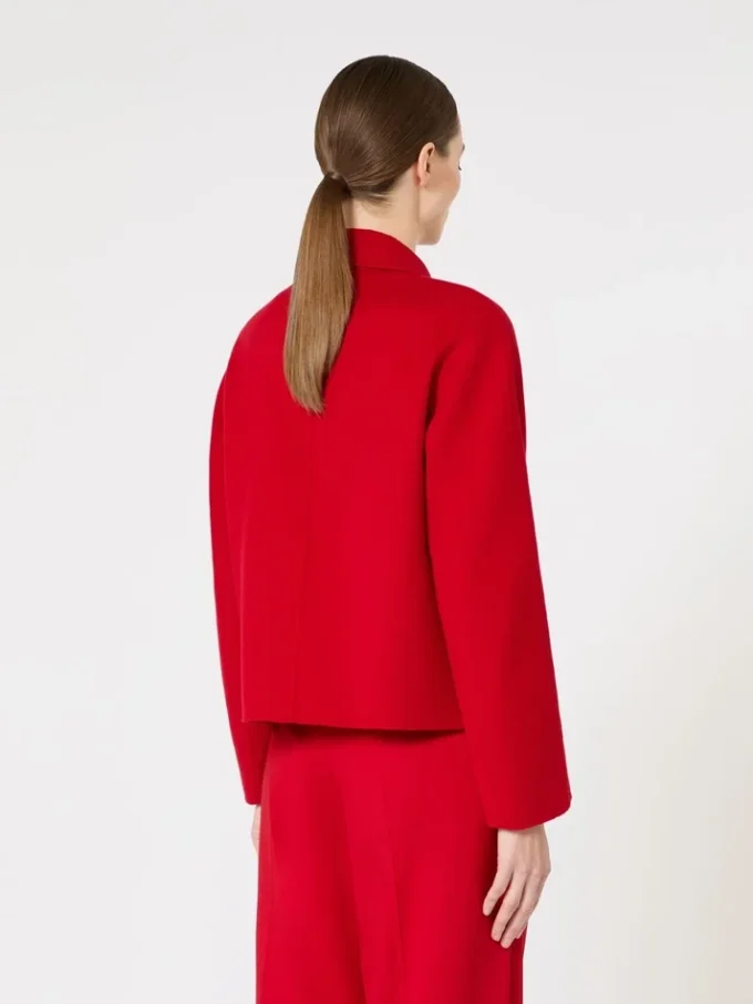 Wool, cashmere and silk boxy jacket, red