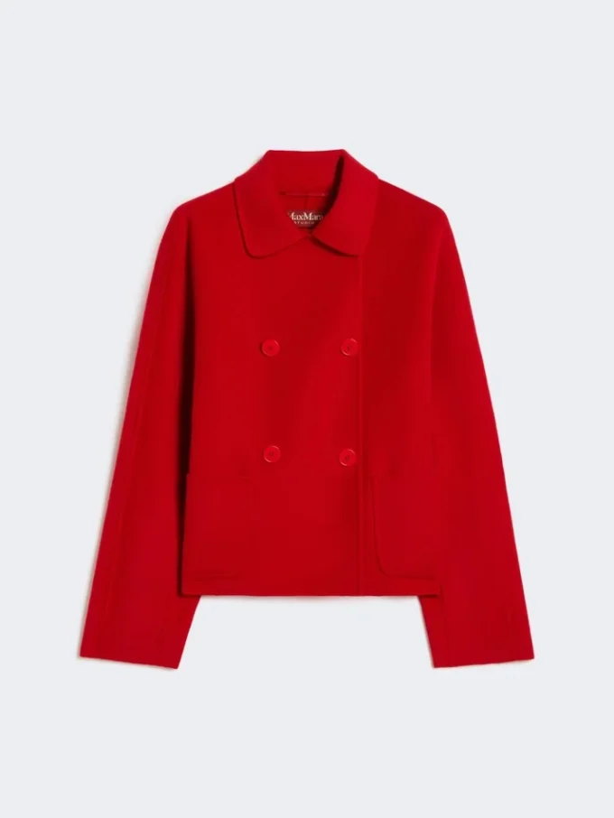 Wool, cashmere and silk boxy jacket, red
