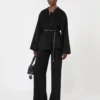 Wool, cashmere and silk robe coat, black
