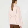 Wool, cashmere and silk robe coat, pink