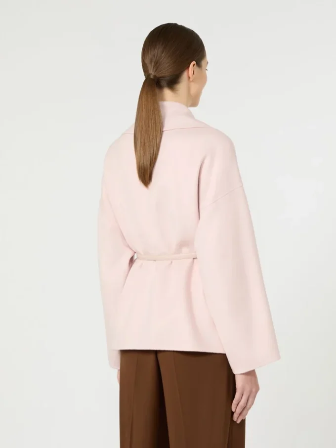 Wool, cashmere and silk robe coat, pink