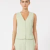 Wool crepe gilet, green Wool crepe gilet, green