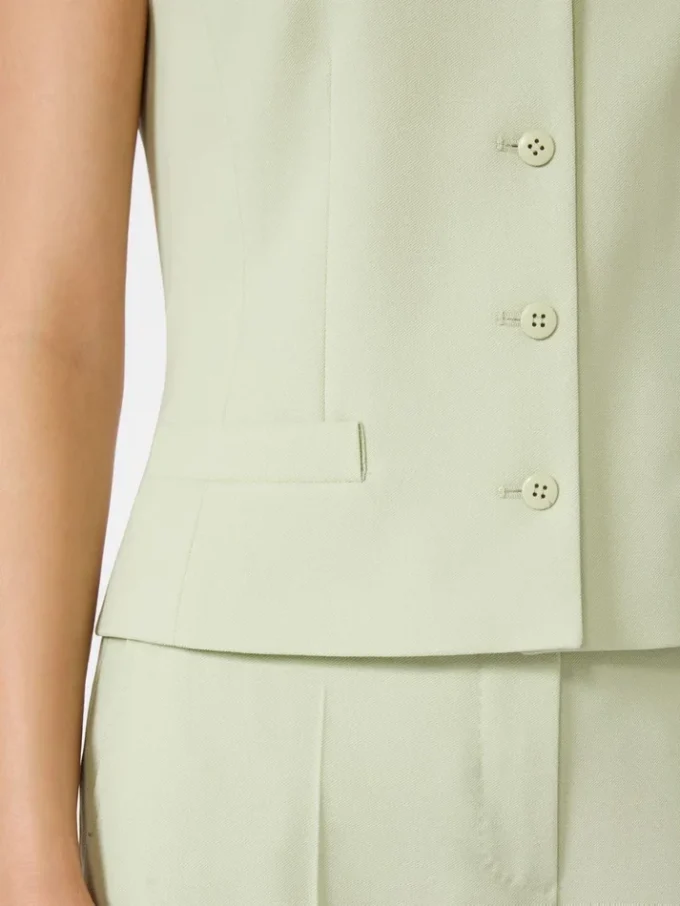 Wool crepe gilet, green Wool crepe gilet, green