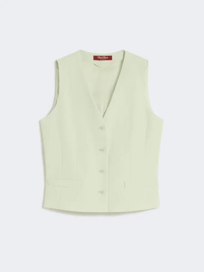 Wool crepe gilet, green Wool crepe gilet, green