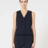 Wool crepe gilet, navy Wool crepe gilet, navy