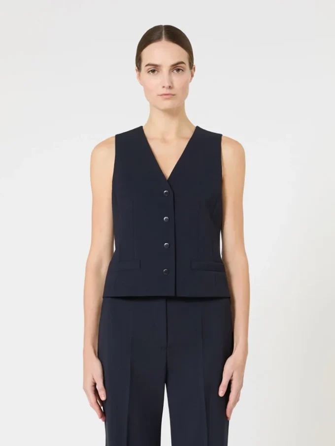 Wool crepe gilet, navy Wool crepe gilet, navy