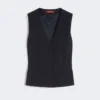 Wool crepe gilet, navy Wool crepe gilet, navy