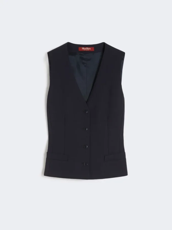 Wool crepe gilet, navy Wool crepe gilet, navy