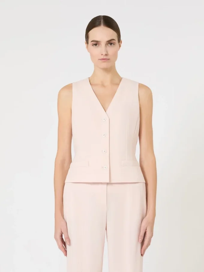 Wool crepe gilet, pink Wool crepe gilet, pink